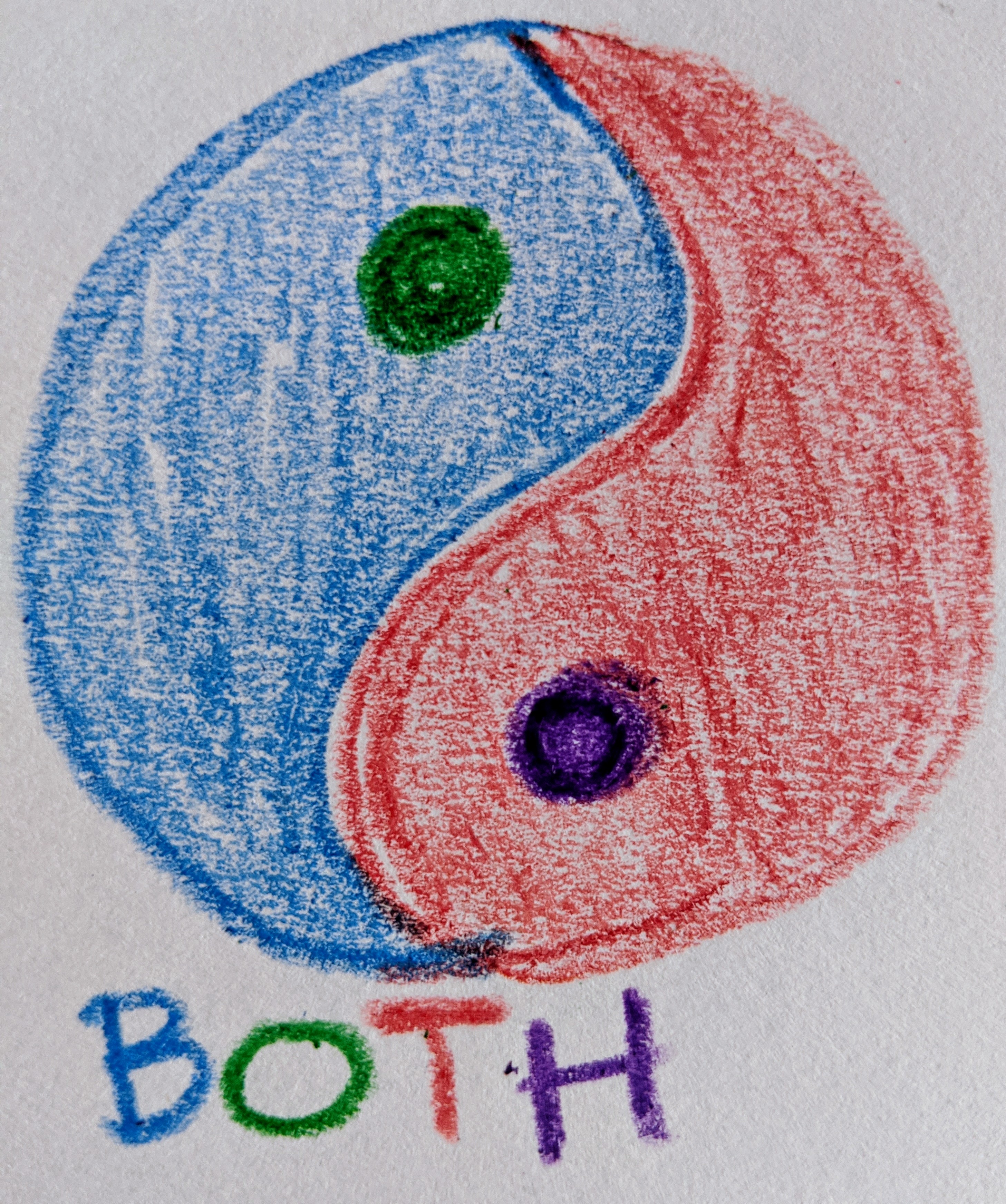crayon drawn yin yang symbol